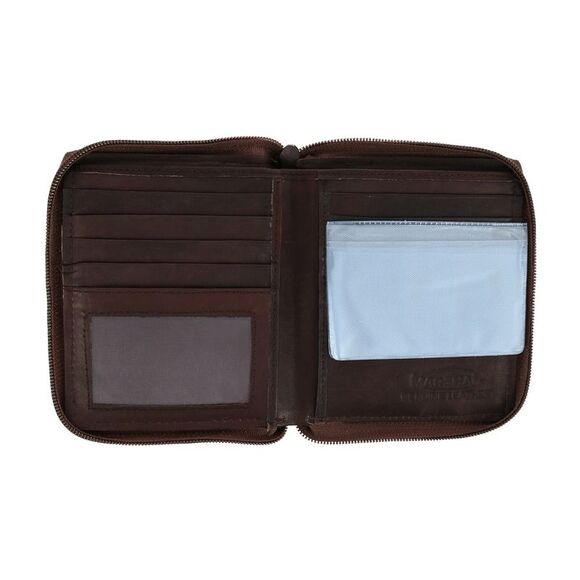 CTM Men's Leather Zip-Around European Wallet - Picture 3 of 5